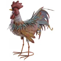 Coq décoratif en métal laqué