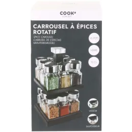 Carrousel à épices carré tournant pots 10 cl