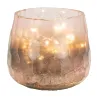 Photophore en verre teinté rose et doré 10 cm