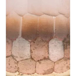 Photophore en verre teinté rose et doré 10 cm