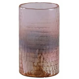 Photophore en verre teinté rose et doré 8 cm