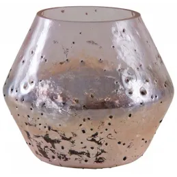 Vase en verre rose et doré 19 cm