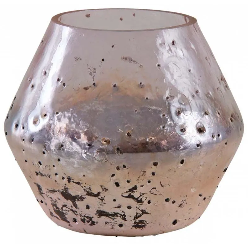 Vase en verre rose et doré 19 cm