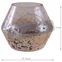 Vase en verre rose et doré 19 cm