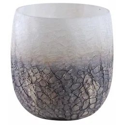 Photophore en verre givré doré et blanc 15 cm