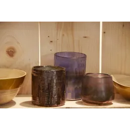 Photophore en verre teinté violet
