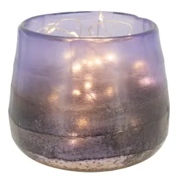 Photophore rond en verre teinté violet