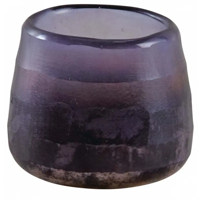 Photophore rond en verre teinté violet