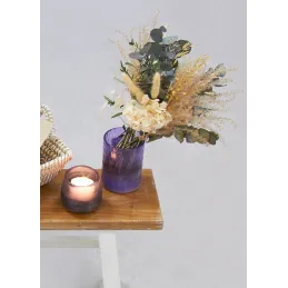 Photophore rond en verre teinté violet