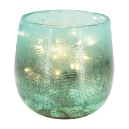 Photophore en verre teinté turquoise