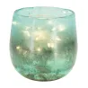Photophore en verre teinté turquoise