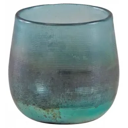Photophore en verre teinté turquoise