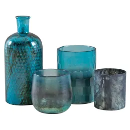 Photophore en verre teinté turquoise