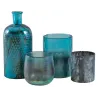 Photophore en verre teinté turquoise