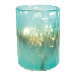 Photophore en verre mosaique turquoise
