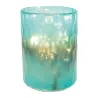 Photophore en verre mosaique turquoise