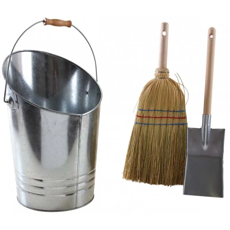 Kit entretien cheminée seau balai et pelle