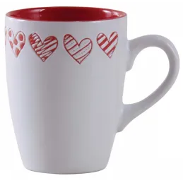 Tasse en grès blanc avec coeur rouge