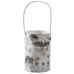 Photophore en bouleau blanchi led