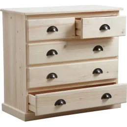 Commode 5 tiroirs en bois brut