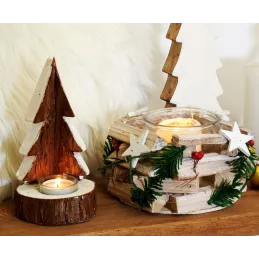 Sapin porte bougie en bois