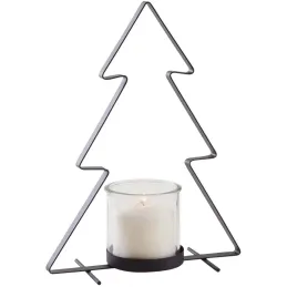 Photophore sapin en verre et métal 35 cm