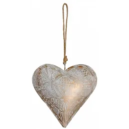 Coeur doré à suspendre en métal patiné