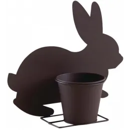 Cache-pot lapin en métal vieilli