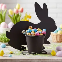 Cache-pot lapin en métal vieilli