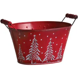 Corbeille en métal sapins de Noël 23 cm