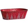 Corbeille en métal rouge sapins de Noël 35 cm