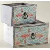 Corbeille tiroir en bois flamants roses (Lot de 2)