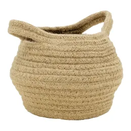 Corbeille ronde en jute naturelle avec 2 poignées
