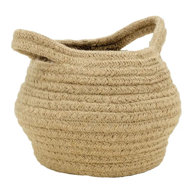Corbeille ronde en jute naturelle avec 2 poignées