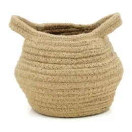 Corbeille ronde en jute naturelle avec 2 poignées