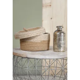 Boite en jute naturelle et blanche (Lot de 2)