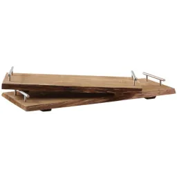 Plateaux en bois avec poignées métal (Lot de 2)