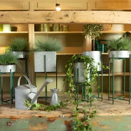 Jardinière sur pied en zinc intérieure extérieure (Lot de 2)