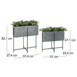 Jardinière sur pied en zinc intérieure extérieure (Lot de 2)