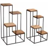 Sellette en métal 4 plateaux en bois (Lot de 2)
