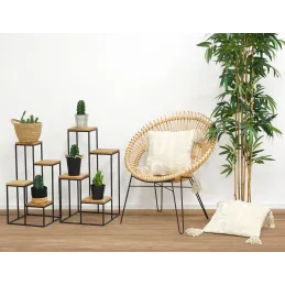 Sellette en métal 4 plateaux en bois (Lot de 2)