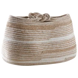 Corbeille de rangement coton beige et blanc