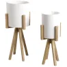 Cache-pots ronds sur pieds en bois (Lot de 2)