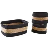Corbeilles rectangulaires en jacinthe et coton (Lot de 3)