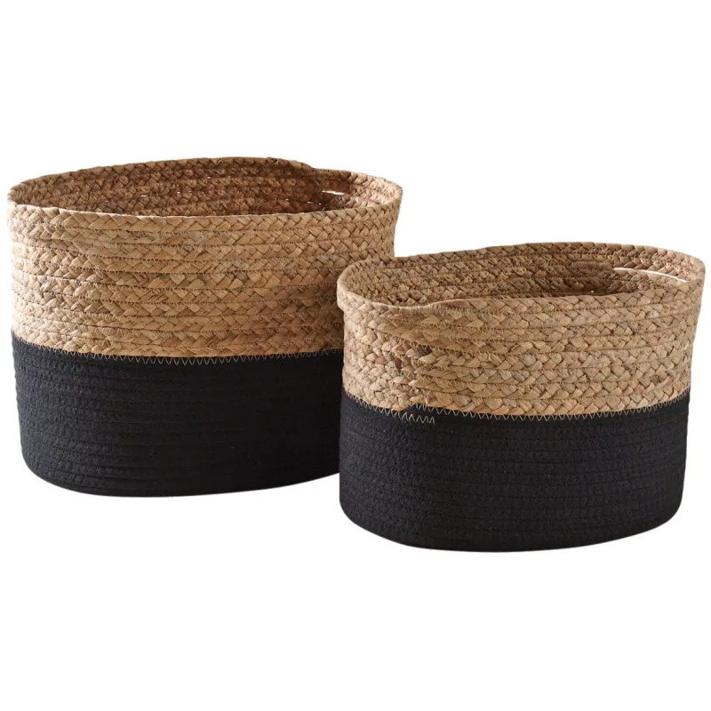 Corbeilles en jacinthe et coton (Lot de 2)