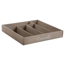 Range-couverts 5 cases en bois teinté
