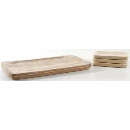 Ensemble de 4 plateaux assortis en paulownia