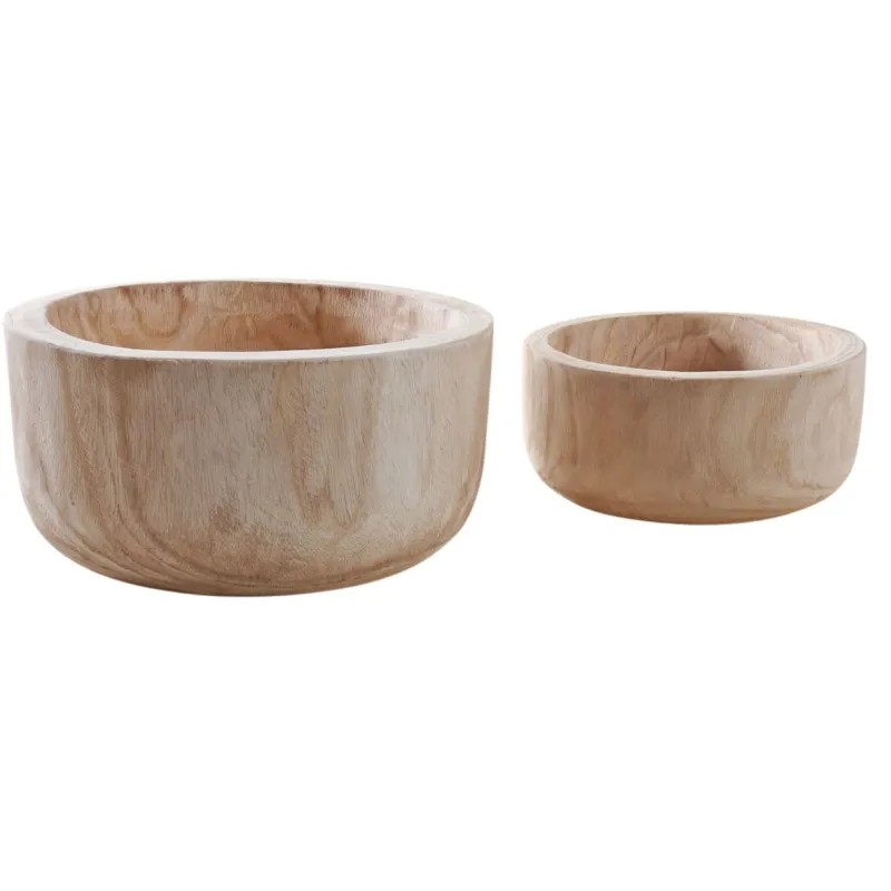 Corbeille ronde en paulownia (Lot de 2)