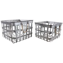 Corbeilles carrées en métal (Lot de 2)