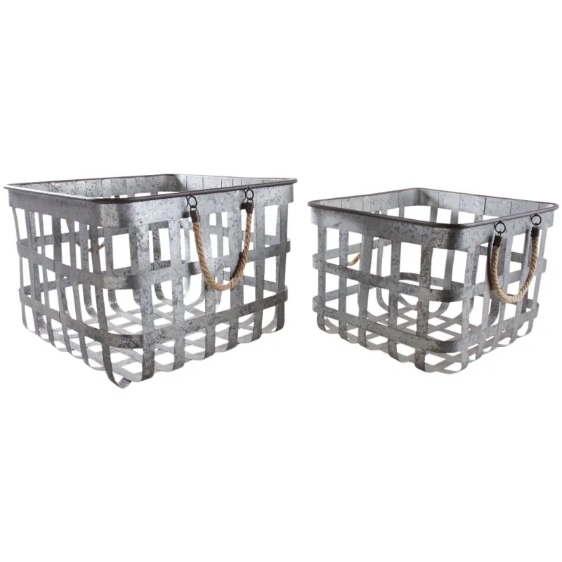 Corbeilles carrées en métal (Lot de 2)